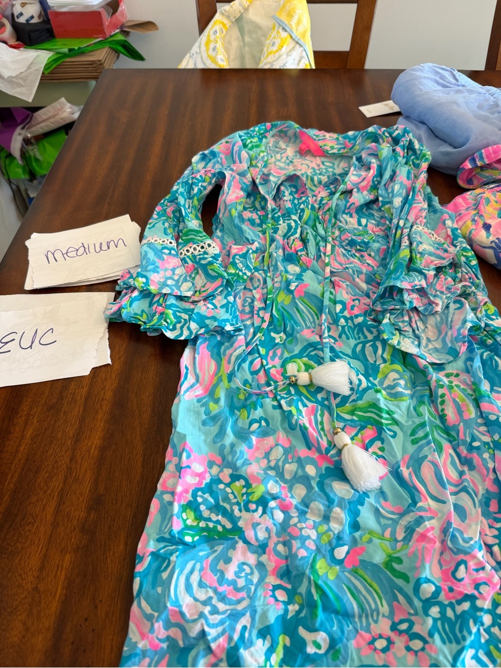 Lilly Pulitzer medium Vibrant Floral Beach Dress in Aqua & Pink